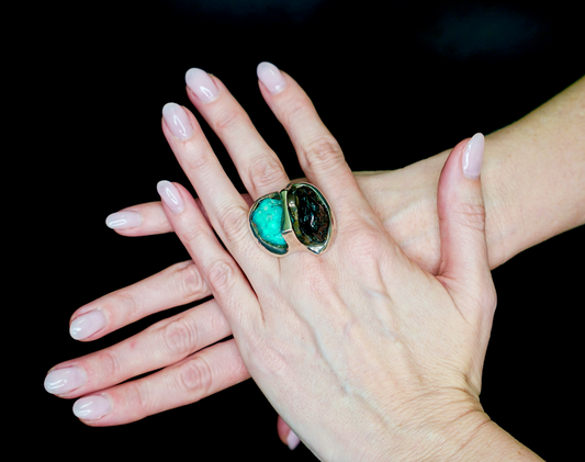 TURQUOISE & OBSIDIAN RING